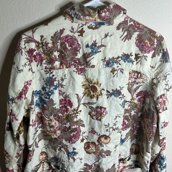 Saint Tropez West Women's White Floral Linen Blend Blouse Size 1X - Picture 7 of 11